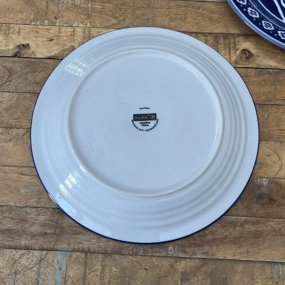 Target Home Catalina Blue Medallion 11” Porcelain Dinner Plates Set Of 3